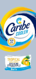 CARIBE COOLER DRINK ICE COLD REFRESHING SINCE 1987 4.7% ALC/VOL TROPICAL MANGO-PINEAPPLE READY TO DRINK CANE NEUTRAL SPIRITS WITH ARTIFICIAL FLAVOR, ARTIFICIAL SWEETENER AND ARTIFICIAL COLORS 355 ML - 12 OZ