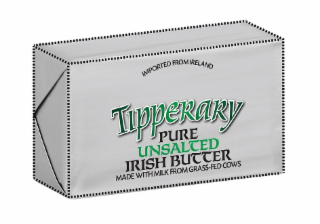IMPORTED FROM IRELAND TIPPERARY PURE UNSALTED IRISH BUTTER MADE WITH MILK FROM GRASS-FED COWS