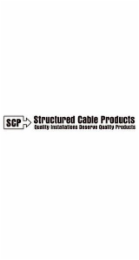 SCP STRUCTURED CABLE PRODUCTS QUALITY INSTALLATIONS DESERVE QUALITY PRODUCTS