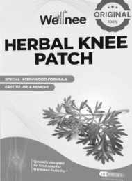 WELLNEE HERBAL KNEE PATCH ORIGINAL 100% SPECIAL WORMWOOD FORMULA EASY TO USE & REMOVE SPECIALLY DESIGNED FOR KNEE AREA FOR INCREASED FLEXIBILITY * 10 PIECES FOR EXTERNAL USE ONLY
