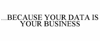 ...BECAUSE YOUR DATA IS YOUR BUSINESS