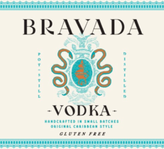 BRAVADA, POT-STILL, DISTILLED, VODKA, HANDCRAFTED IN SMALL BATCHES, ORIGINAL CARIBBEAN STYLE, GLUTEN FREE