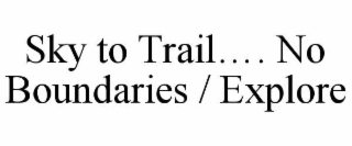 SKY TO TRAIL…. NO BOUNDARIES / EXPLORE