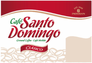 EST. 1945 INDUBAN CAFÉ SANTO DOMINGO GROUND COFFEE CAFÉ MOLIDO CLÁSICO