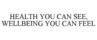 HEALTH YOU CAN SEE, WELLBEING YOU CAN FEEL