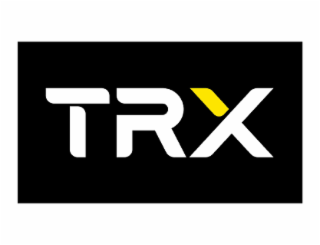 TRX APPEAR ON A BLACK BACKGROUND WITH THE LETTERS TRX APPEARING IN WHITE WITH THE UPPER LEFT PORTION OF THE X APPEARING IN YELLOW